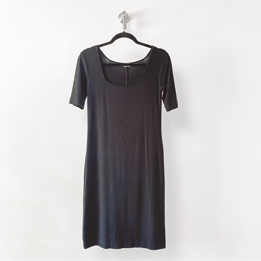 Three Dots Lyrca Spandex Square Neck Fall Winter Vacation Casual Chic MIDI Dress